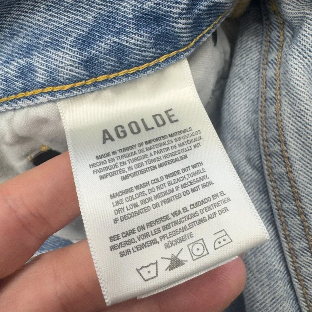 AGOLDE Parker Long High Rise Distressed Denim Shorts Light Wash 30 A9010-811